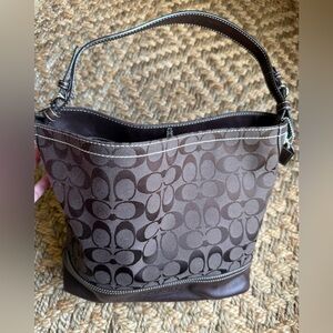 Coach Park hobo bag espresso signature fabric + leather trim